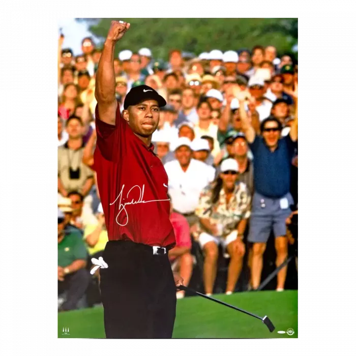 icons Tiger Woods Signed 2001 Masters Photo