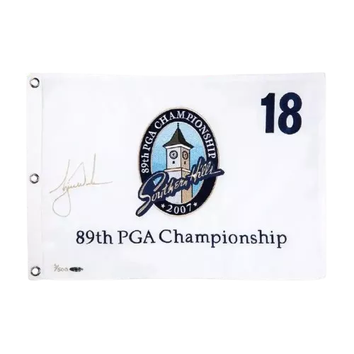 icons Tiger Woods Signed 2007 PGA Pin Flag