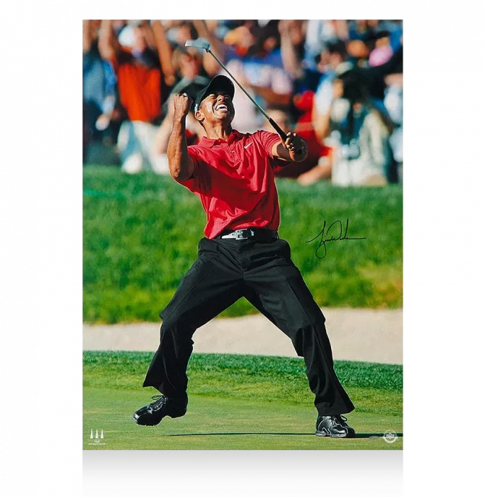 icons Tiger Woods Signed Large Photo: Sunday Red