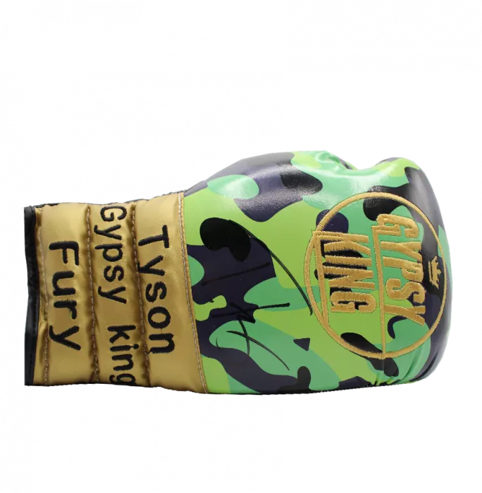 icons Tyson Fury Signed Gold and Camo Boxing Glove