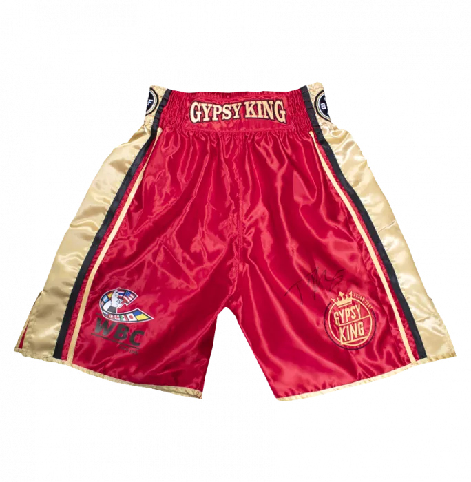 icons Tyson Fury Signed Red & Gold Boxing Shorts