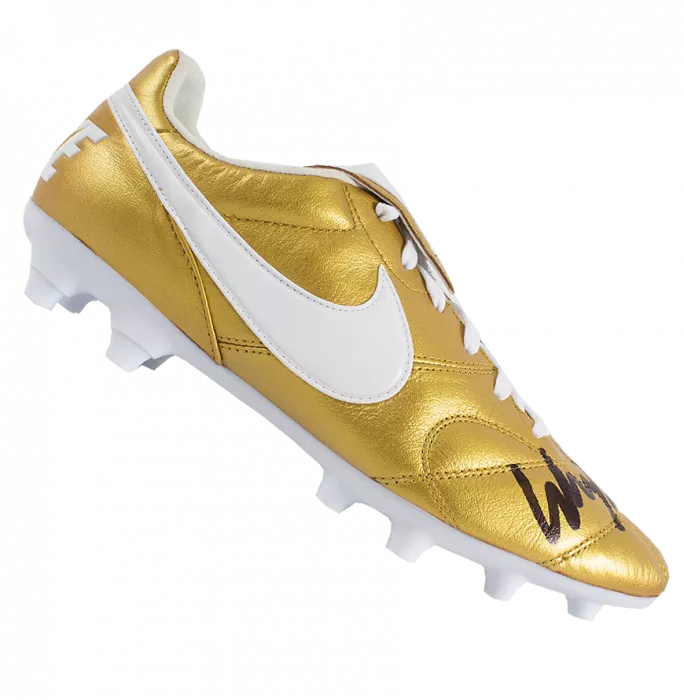 icons Wayne Rooney Signed Gold Nike Tiempo Boot