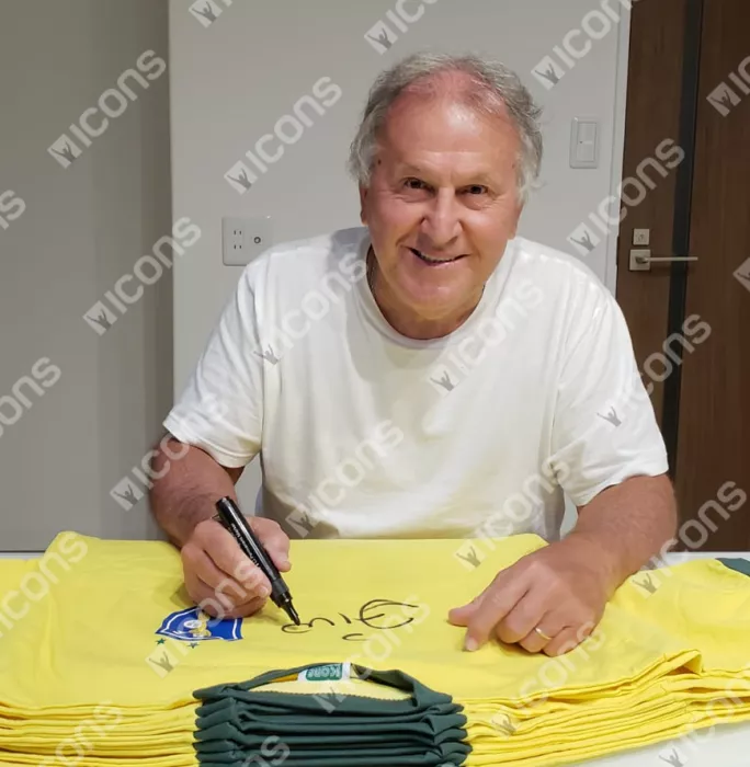 Icons Zico Front Signed Brazil 1982 Home Shirt