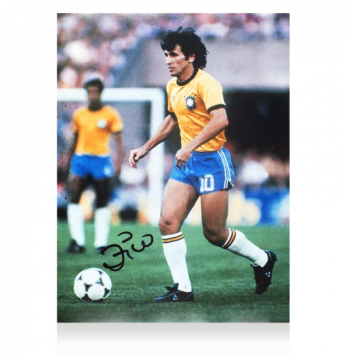 icons Zico Signed Brazil Photo: 1982 FIFA World Cup