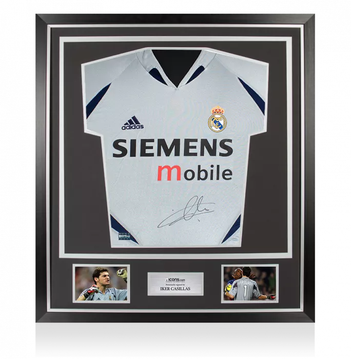 icons Iker Casillas Front Signed Real Madrid 2004-05 Goalkeeper Shirt In Classic Frame