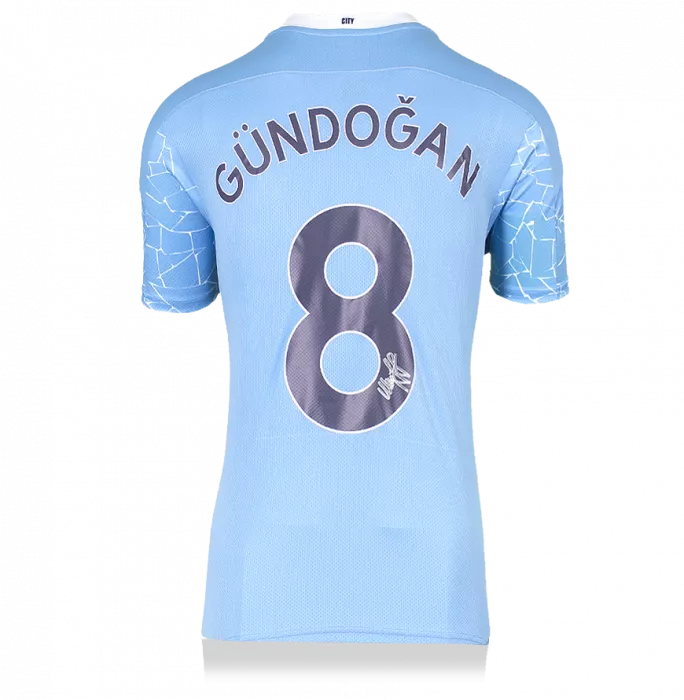 icons Ilkay Gundogan Back Signed Manchester City 2020-21 Home Shirt