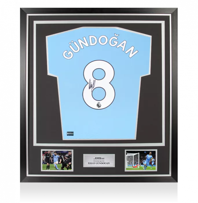Icons Ilkay Gundogan Back Signed Manchester City 2021-22 Home Shirt In Classic Frame