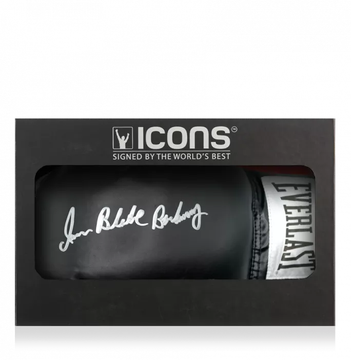 icons Iran Barkley Signed Everlast Black Boxing Glove In Deluxe Packaging