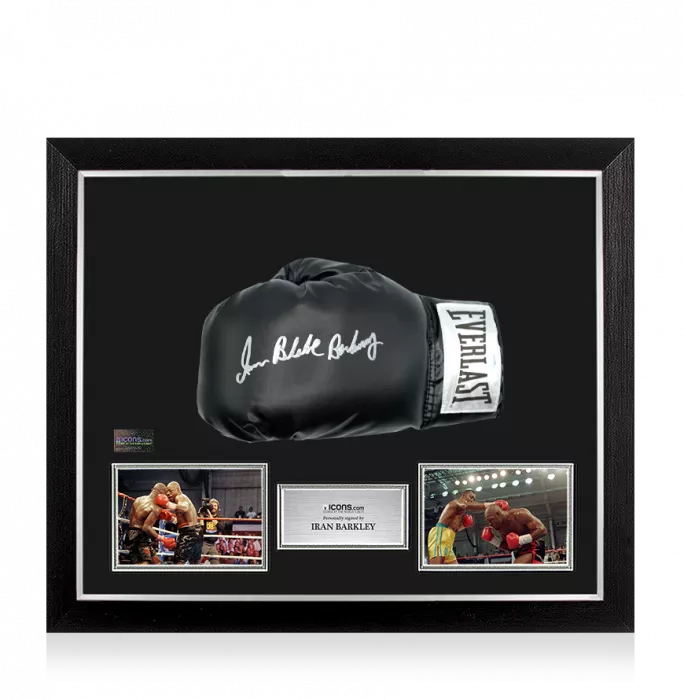 icons Iran Barkley Signed Everlast Black Boxing Glove In Bubble Frame: Option 1