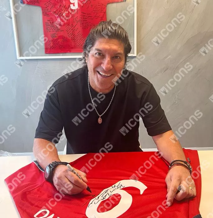 Icons Ivan Zamorano Back Signed Chile 2000-01 Home Shirt In Hero Frame: Option 1