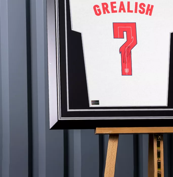 Icons Jack Grealish Back Signed England T-Shirt In Hero Frame: Option 1