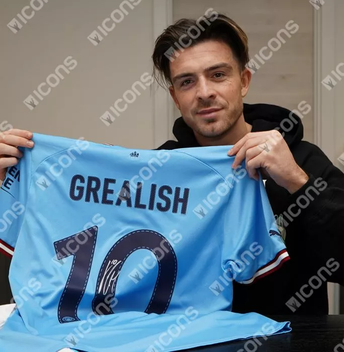 Icons Jack Grealish Back Signed Manchester City 2022-23 Home Shirt