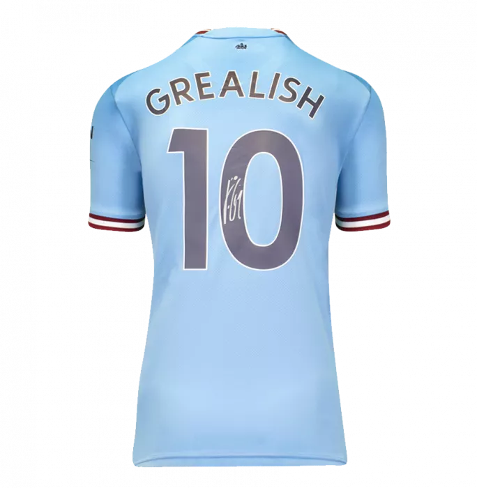 icons Jack Grealish Back Signed Manchester City 2022-23 Home Shirt with Fan Style Numbers