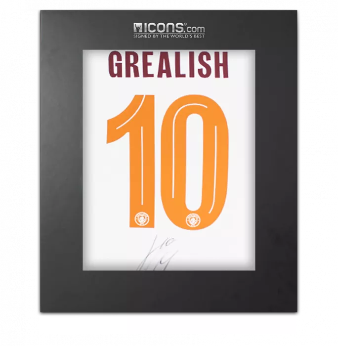 icons Jack Grealish Back Signed Manchester City 2023-24 Away Shirt In Deluxe Packaging
