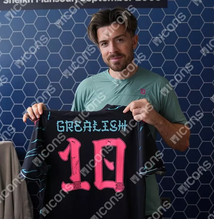 Icons Jack Grealish Back Signed Manchester City 2023-24 Third Shirt: Japanese Edition