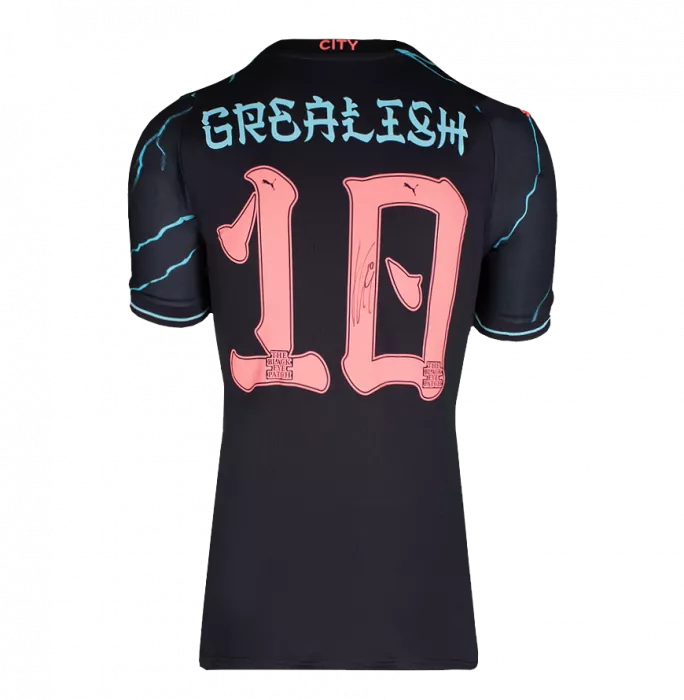 icons Jack Grealish Back Signed Manchester City 2023-24 Third Shirt: Japanese Edition