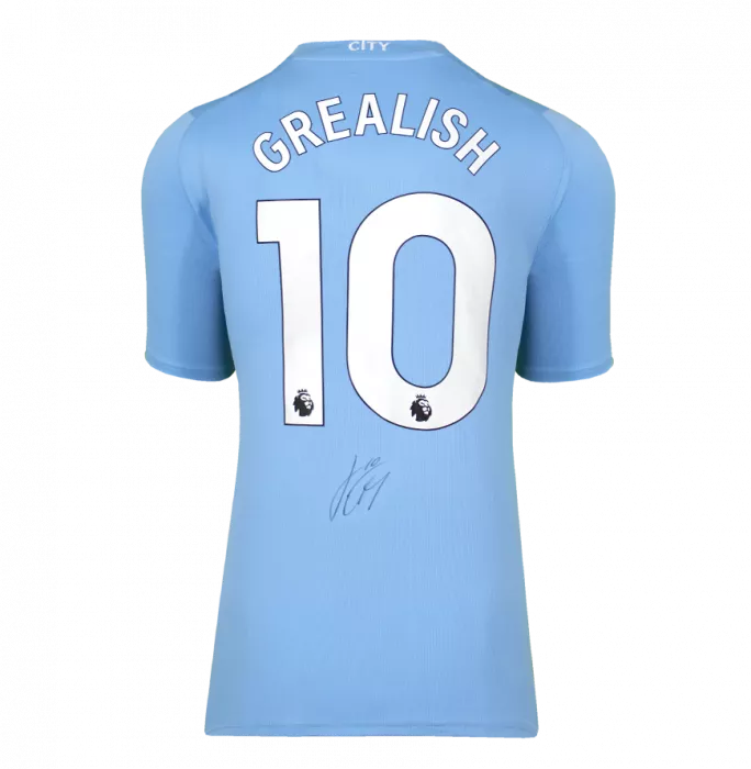 Icons Jack Grealish Back Signed Manchester City 2023-24 Home Shirt: Signed Under Number