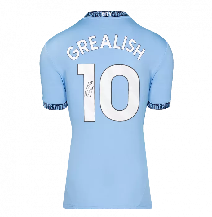 Icons Jack Grealish Back Signed Manchester City 2024-25 Home Shirt In Deluxe Packaging
