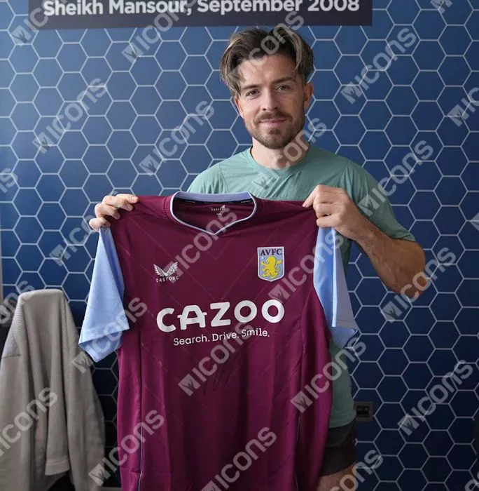 Icons Jack Grealish Front Signed Aston Villa 2022-23 Home Shirt In Hero Frame: Option 1