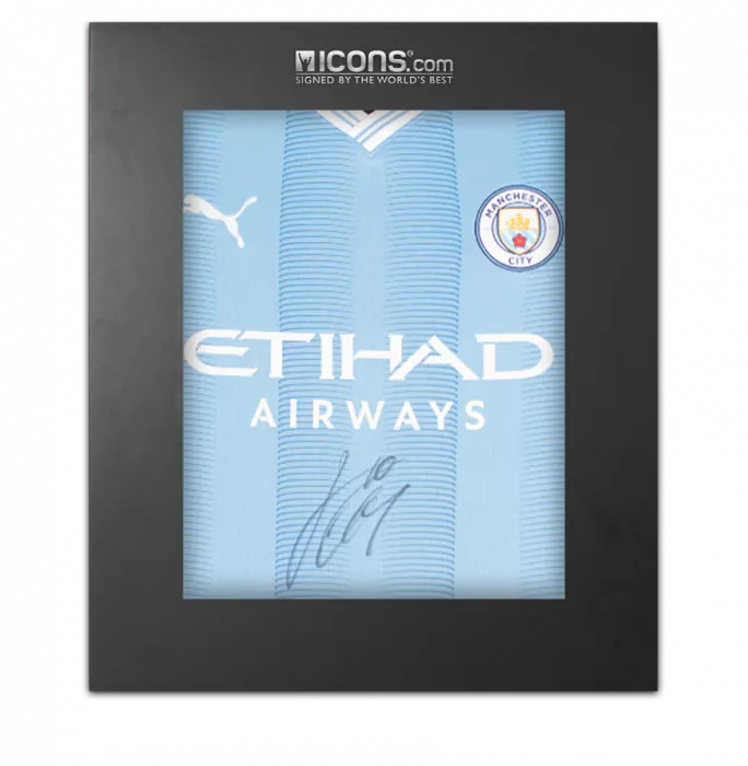 icons Jack Grealish Front Signed Manchester City 2023-24 Home Shirt In Deluxe Packaging