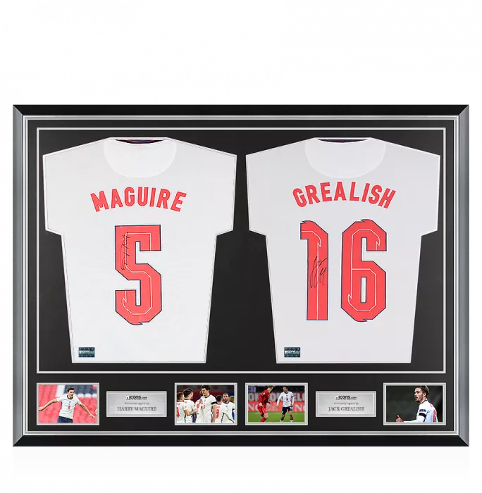 Icons Jack Grealish & Harry Maguire Signed England Shirts In Classic Dual Frame