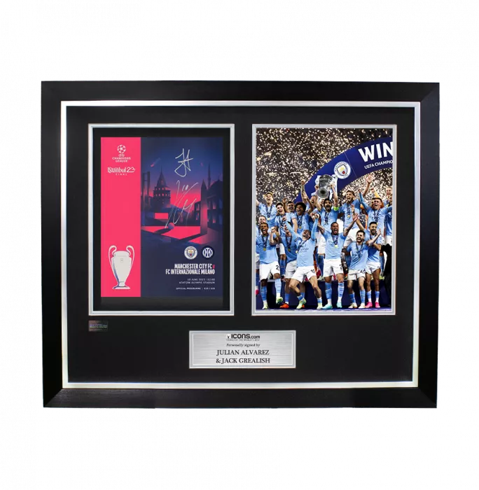 icons Jack Grealish & Julian Alvarez Dual Signed and Framed Programme: 2023 UEFA Champions League Final