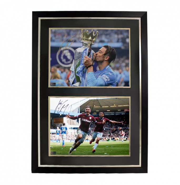 icons Jack Grealish Manchester City & Jack Grealish Aston Villa Signed Photos In Dual Photo Frame
