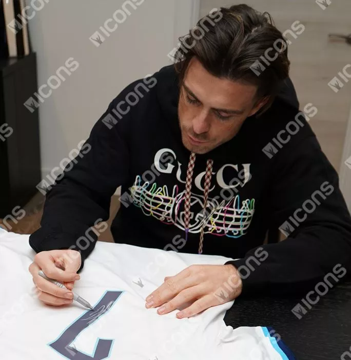 Icons Jack Grealish Official 2022 FIFA World Cup™ Back Signed And Framed England 2022-23 Home Shirt With Fan Style Numbers