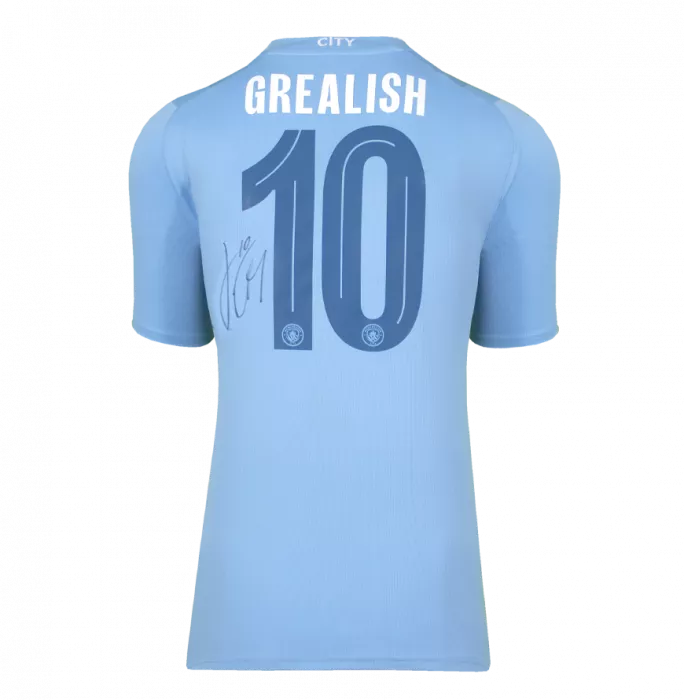 Icons Jack Grealish Official UEFA Champions League Back Signed And Hero Framed Manchester City 2023-24 Home Shirt