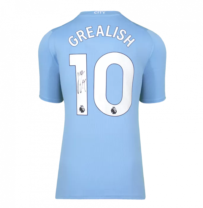 Icons Jack Grealish Official UEFA Champions League Back Signed And Hero Framed Manchester City 2023-24 Home Shirt