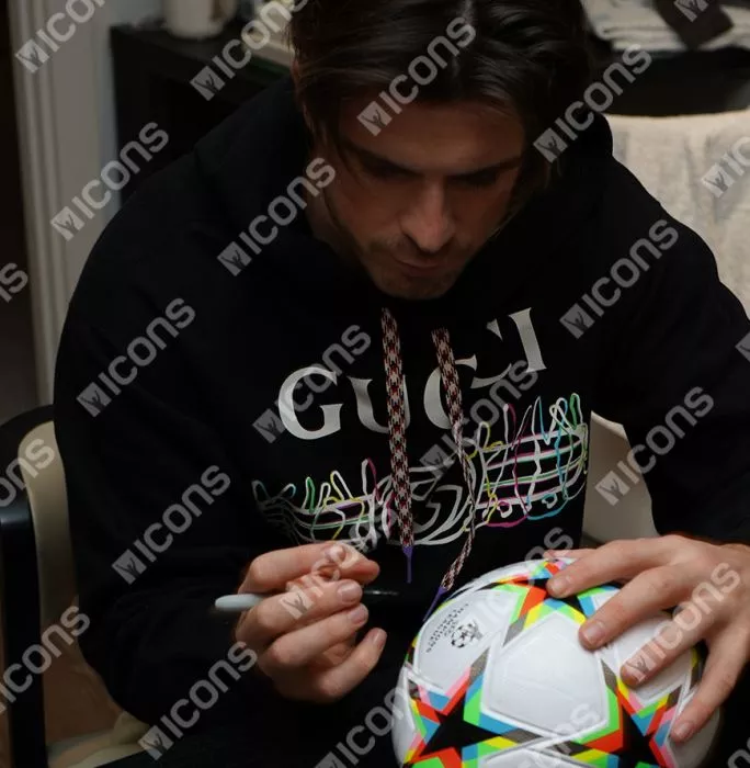 Icons Jack Grealish Official UEFA Champions League Signed Football In Acrylic Case