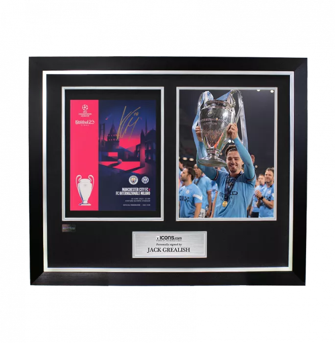 icons Jack Grealish Signed and Framed Programme: 2023 UEFA Champions League Final