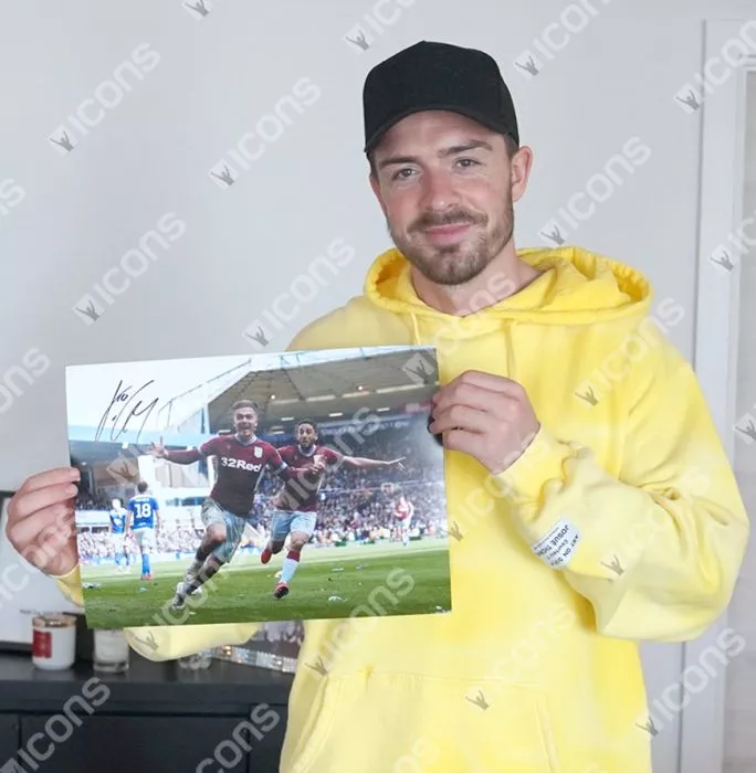 Icons Jack Grealish Signed Aston Villa Photo In Black Wooden Frame: Iconic Birmingham Derby Goal