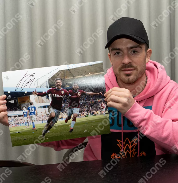 Icons Jack Grealish Signed Aston Villa Photo In Black Wooden Frame: Iconic Goal Vs Birmingham City