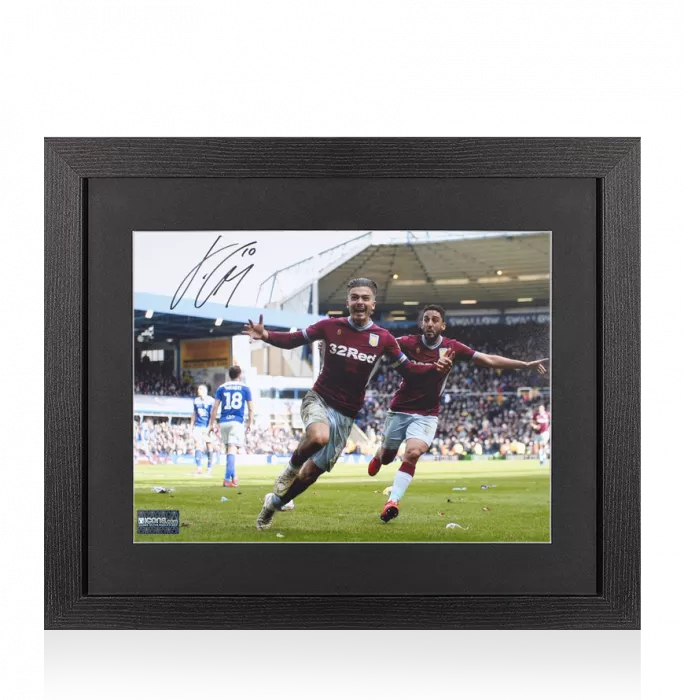 icons Jack Grealish Signed Aston Villa Photo In Black Wooden Frame: Iconic Goal vs Birmingham City