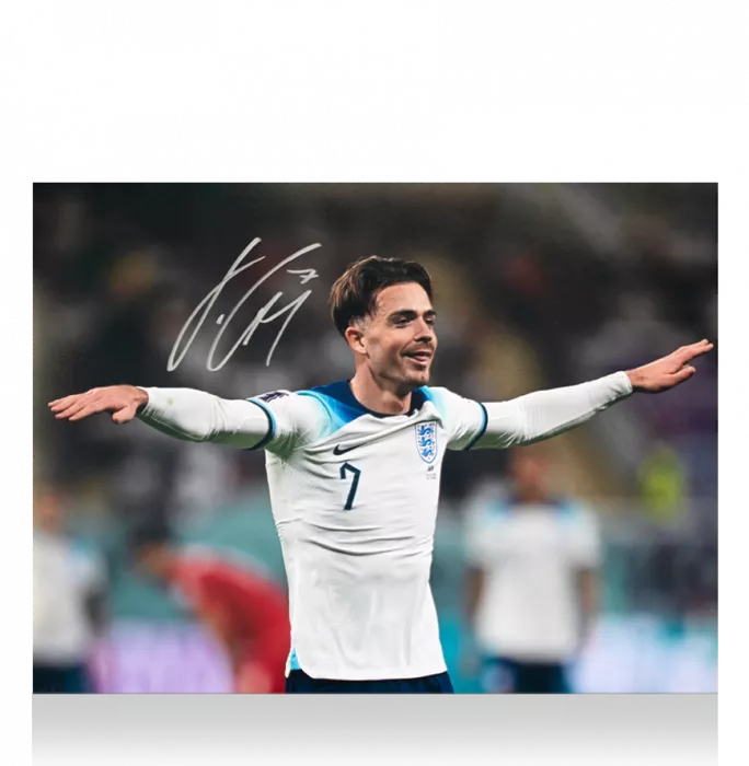 icons Jack Grealish Signed England Photo: 2022 World Cup Goal Celebration