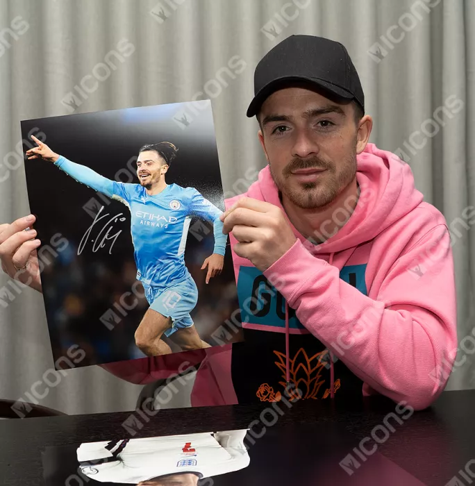 Jack Grealish Signed Manchester City Photo: UEFA Champions League Goal Vs RB Leipzig