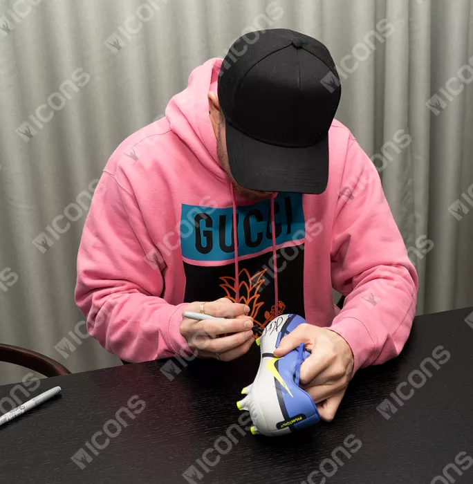 Icons Jack Grealish Signed Purple And Grey Nike Phantom Boot In Bubble Frame: England Option