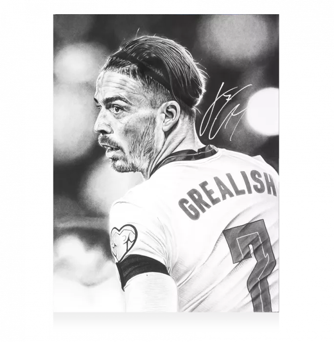 Icons Jack Grealish Signed Tribute Artwork In Black Wooden Frame