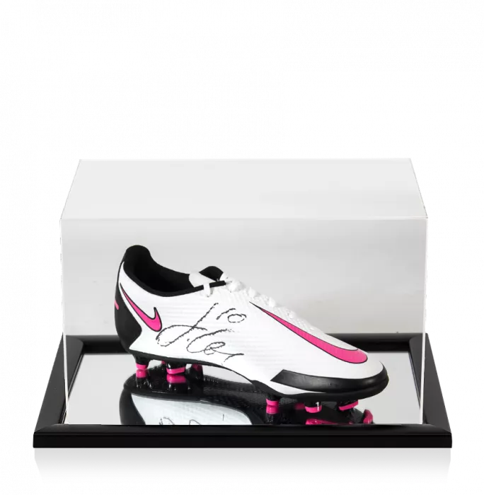 icons Jack Grealish Signed White Nike Phantom Boot In Acrylic Case