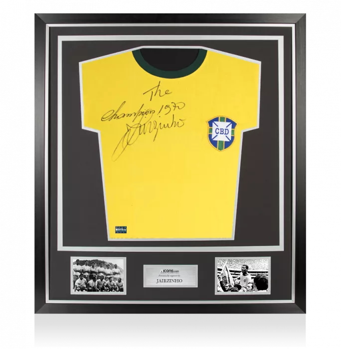 Icons Jairzinho Front Signed Brazil 1970 Home Shirt: "The Champions 1970" Special Edition In Classic Frame