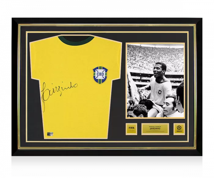 Icons Jairzinho Official 1970 FIFA World Cup™ Front Signed And Hero Framed Brazil Home Shirt