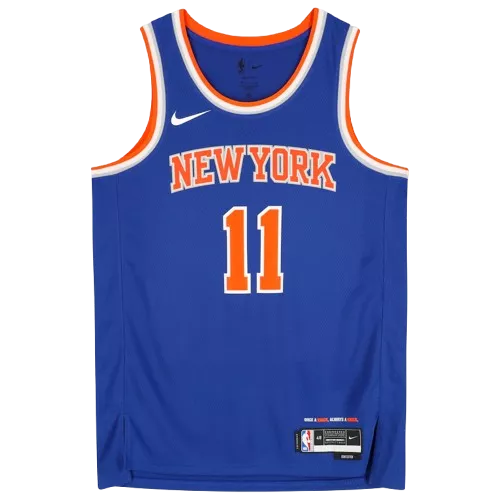 Icons Jalen Brunson Signed And Framed New York Knicks Blue Nike Icon Edition Swingman Jersey