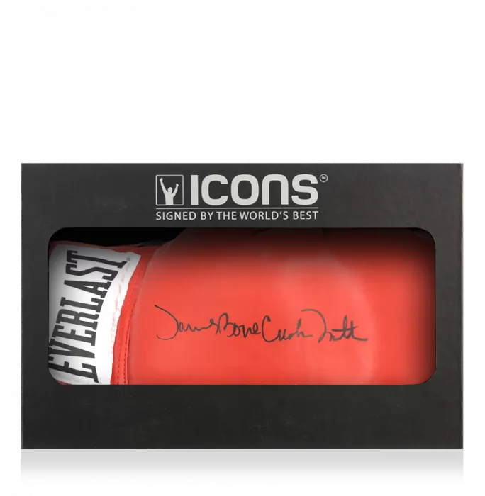 icons James 'Bonecrusher' Smith Signed Everlast Red Boxing Glove In Deluxe Packaging