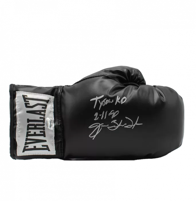 Icons James Buster Douglas Signed Everlast Black Boxing Glove In Bubble Frame: Option 1 - Tyson KO 2-11-90