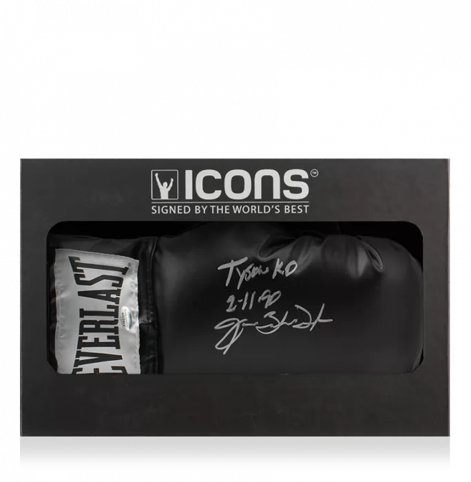 Icons James Buster Douglas Signed Everlast Black Boxing Glove In Deluxe Packaging - Tyson KO 2-11-90