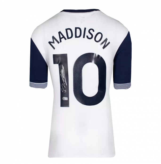 Icons James Maddison Back Signed Tottenham Hotspur 2024-25 Home Shirt With Fan Style Numbers In Deluxe Packaging