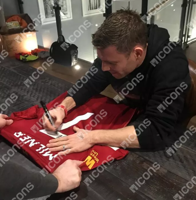 Icons James Milner Back Signed Liverpool 2019-20 Home Shirt In Hero Frame: Option 2