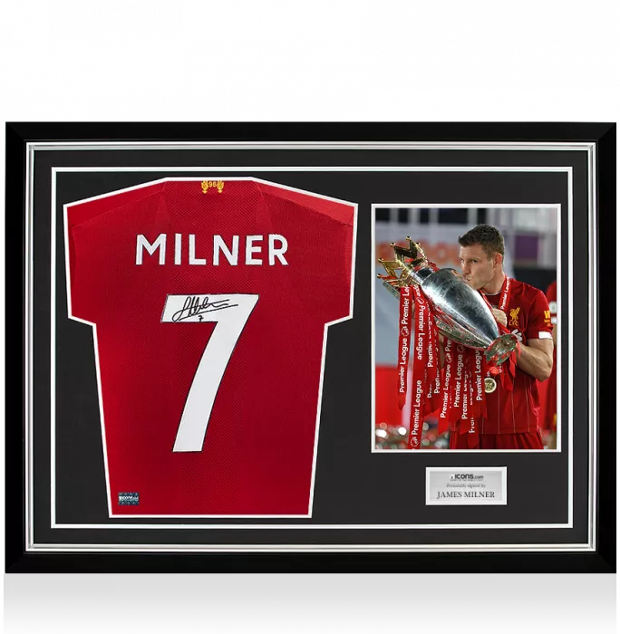 Icons James Milner Back Signed Liverpool 2019-20 Home Shirt In Hero Frame: Option 2