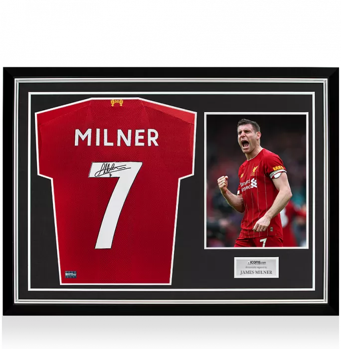 icons James Milner Back Signed Liverpool 2019-20 Home Shirt In Hero Frame: Option 1